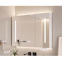 ★新品未使用☆＊ＬＥＤ照明付きミラーキャビネット Amazon.co.jp: LED 照明付き バスルーム ミラー キャビネット 霧